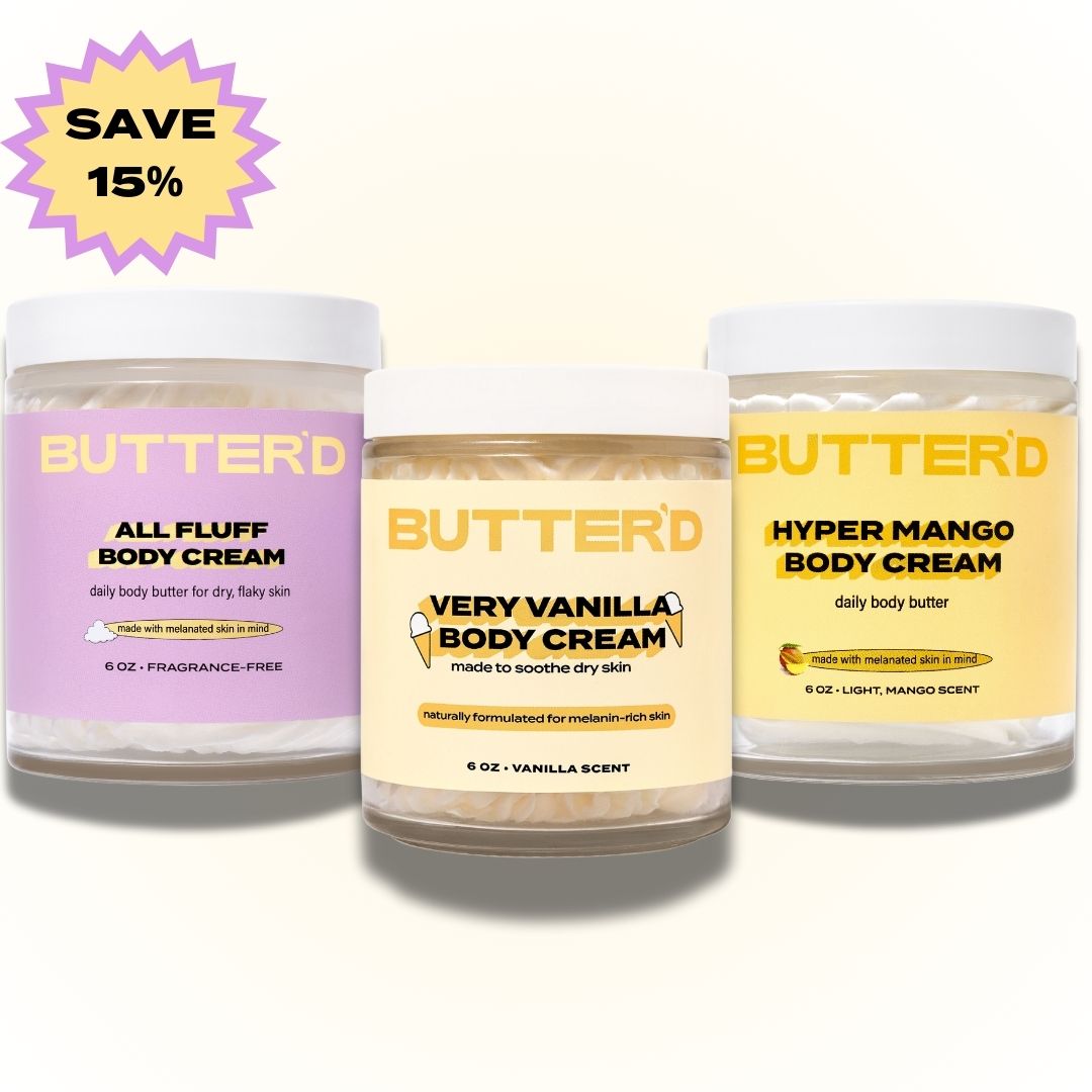 Jumbo Butters Trio: 1 of each (6 oz.), All Fluff Body Cream, Hyper Mango Body Cream, Very Vanilla Body Cream